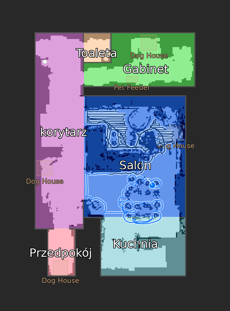 Live Narwal map in Home Assistant during a cleaning run with trail and planned path